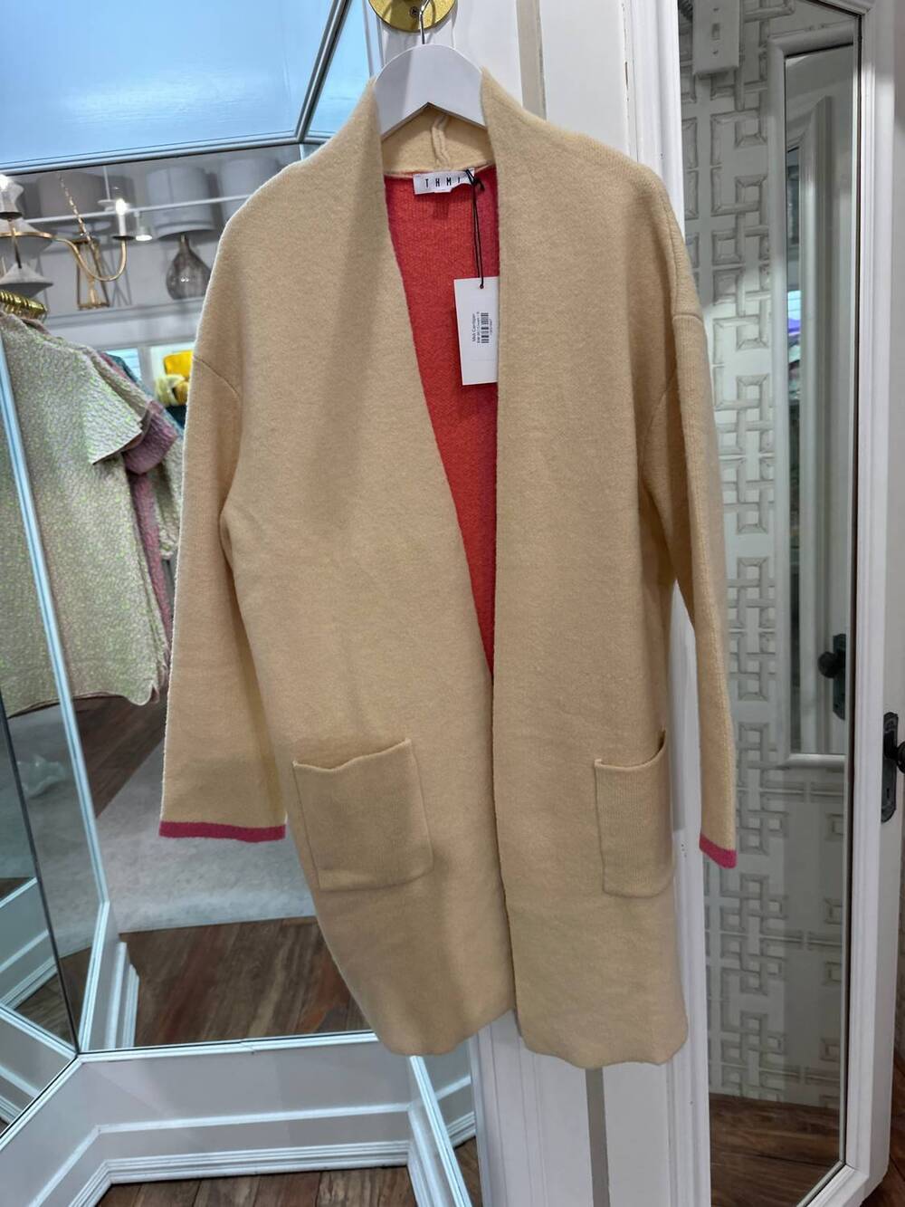 NEW THML women's midi cardigan in cream